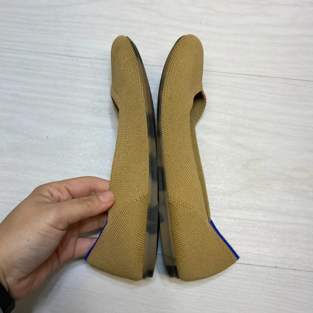 Rothy's The Flat Slip On Ballet Flats Women's Size 8 Tan Knit‎ Round Toe Comfort